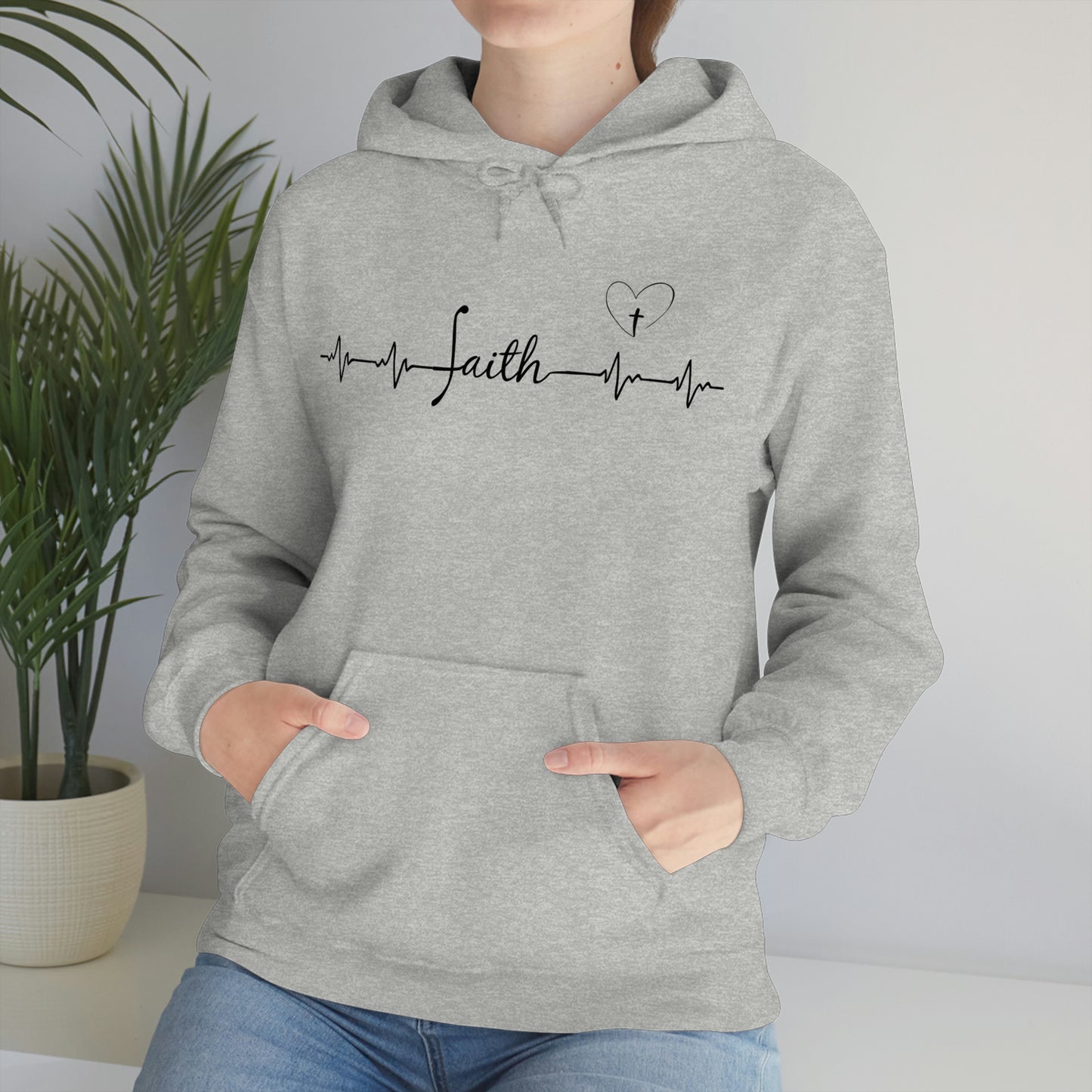 Faith with heartbeat design Women's Hooded Sweatshirt